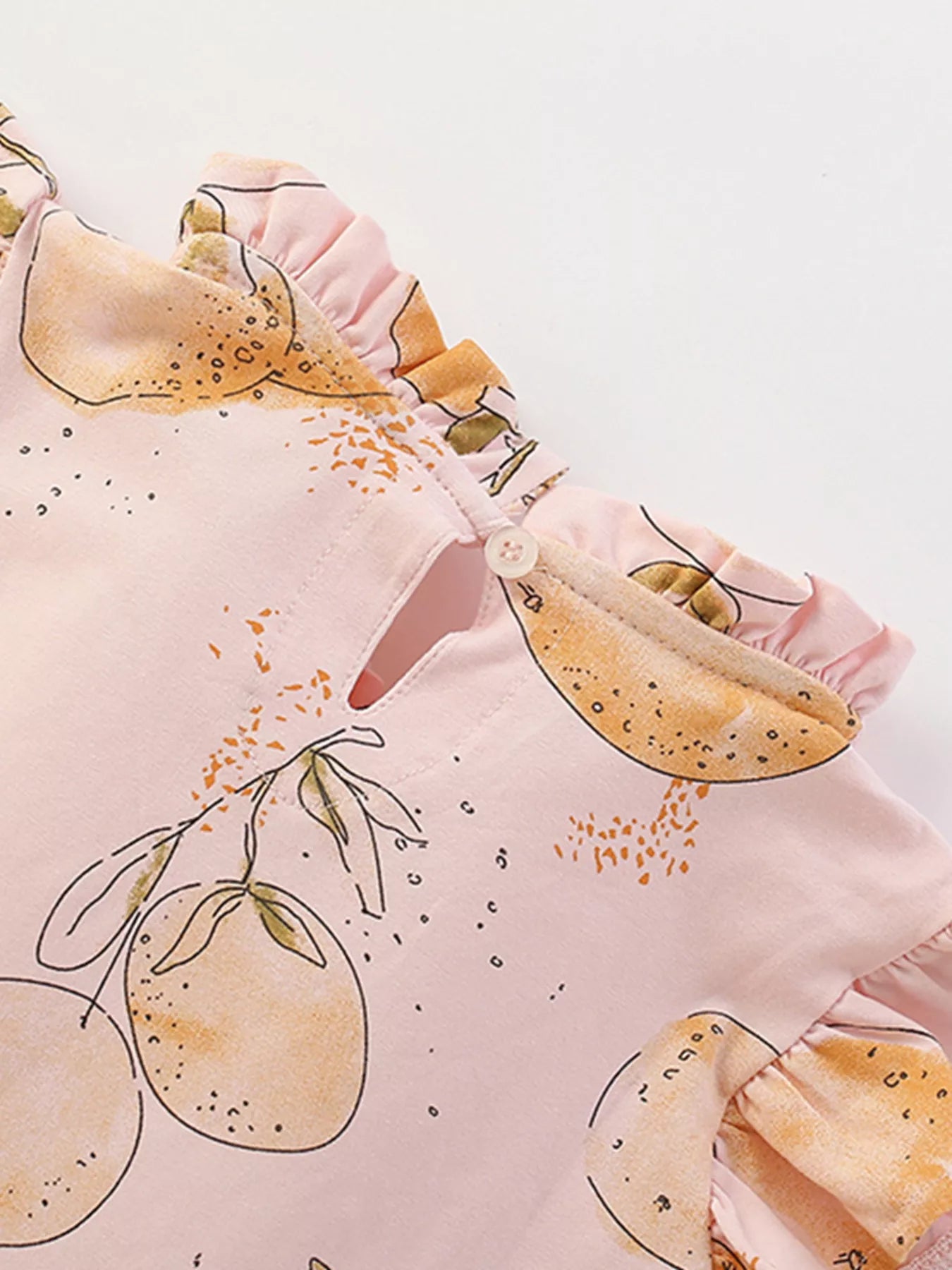 Children's Sweet Citrus Print Ruffle Sleeve Dress