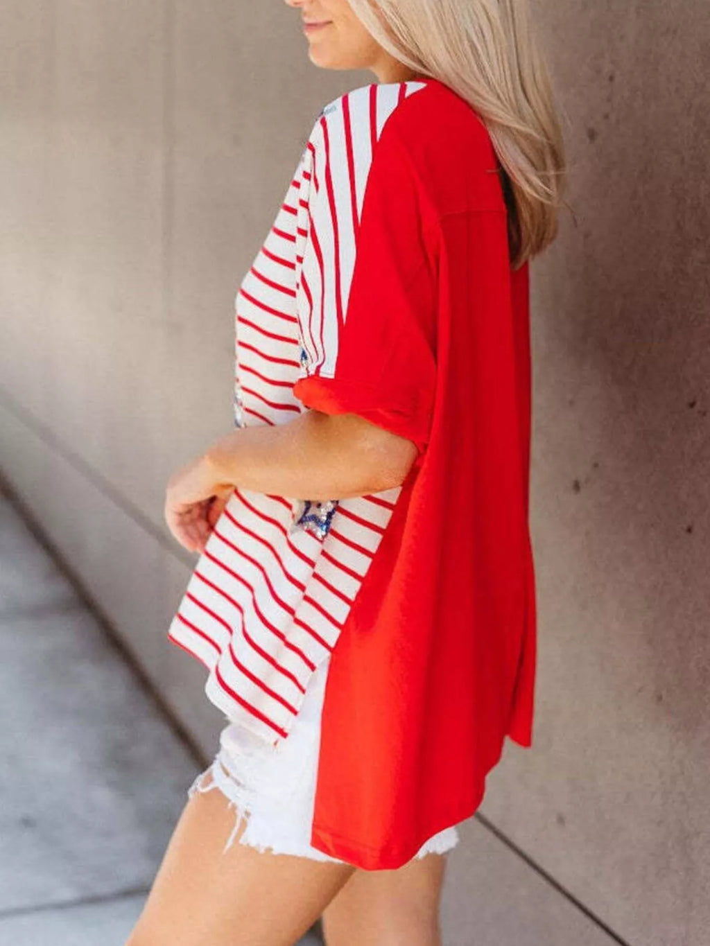 Striped Star Sequin Patriotic T-Shirt