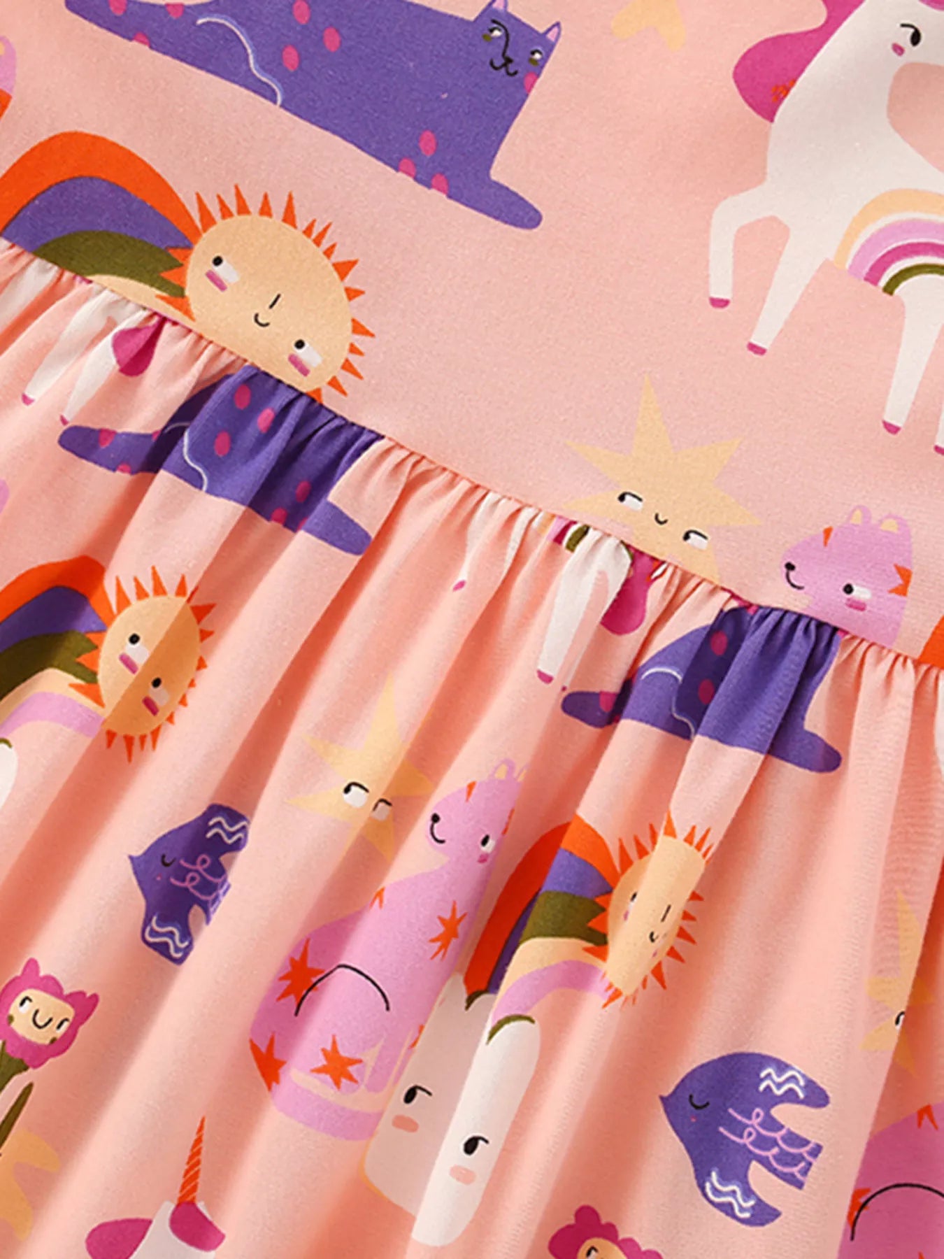 Children's Unicorn Print Casual Short Sleeve Dress