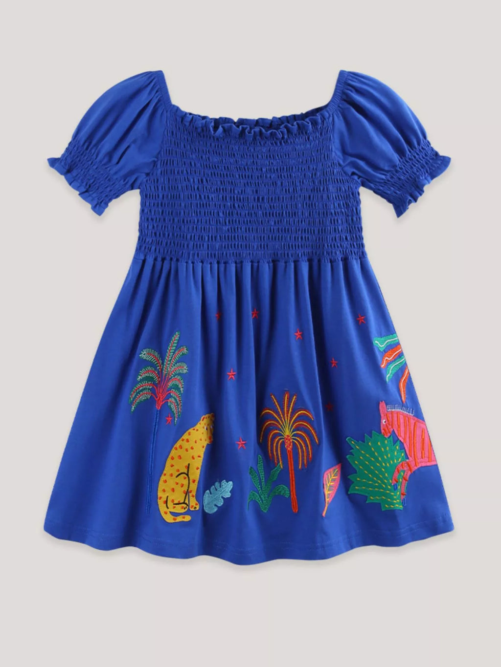 Children's Smocked Animal Puff Sleeve Dress