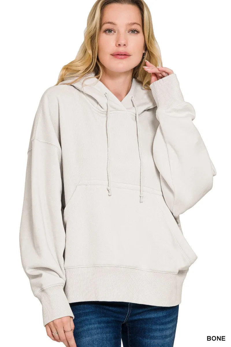 Zenana Oversized Fleece Kangaroo Pocket Hoodie