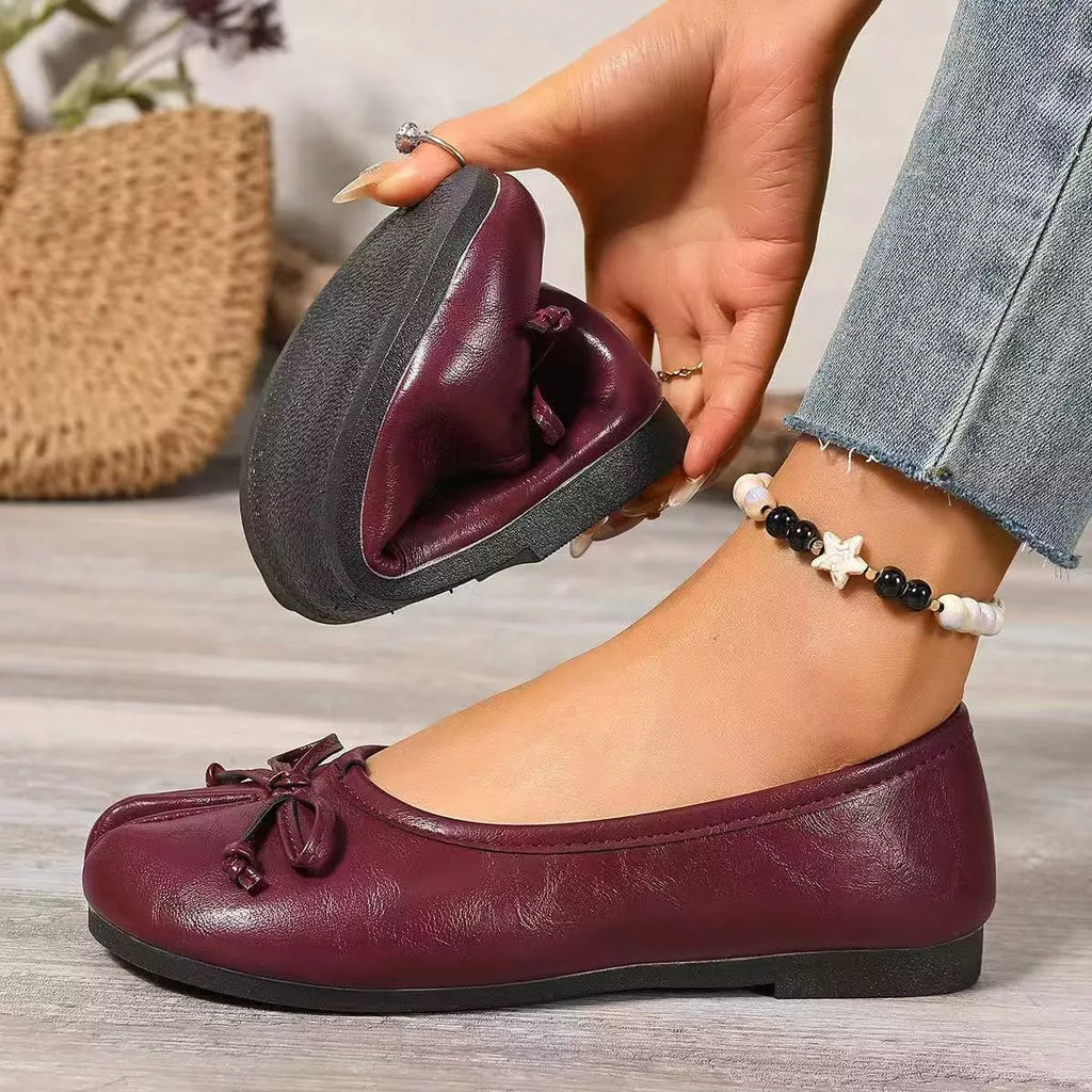 Bow Decor Split Toe Slip-Ons