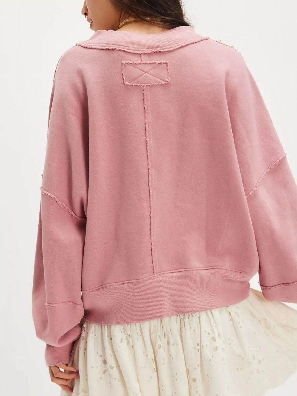 Exposed Seam Dropped Shoulder Sweatshirt