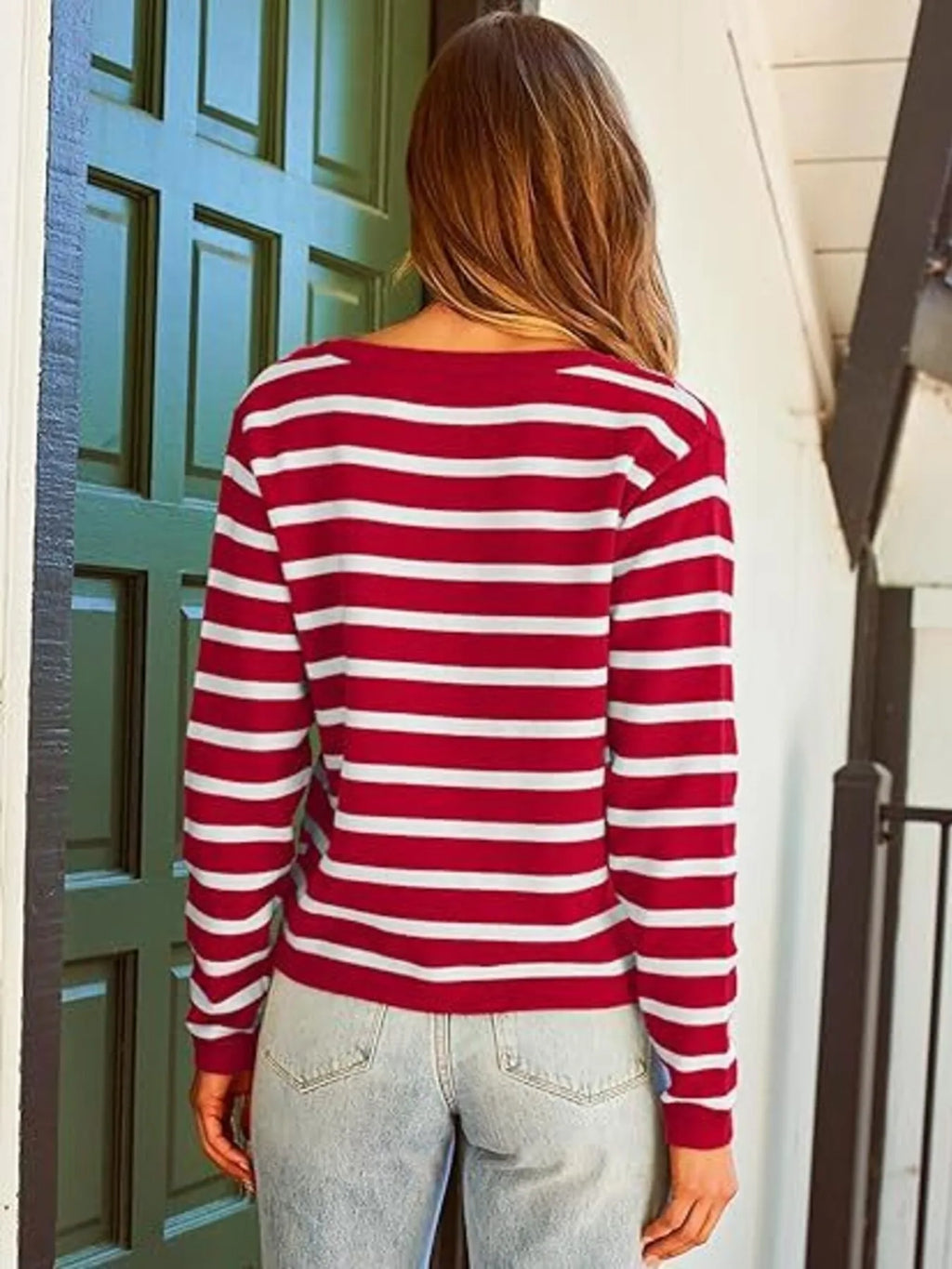 Striped Button-Up Cardigan