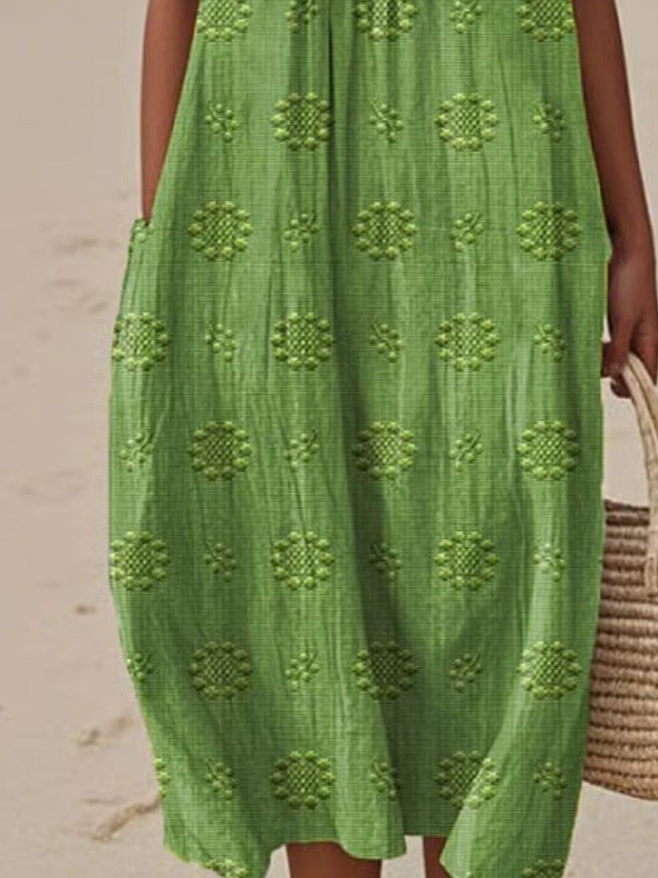 Full Size Round Neck Sleeveless Casual Midi Dress Plus Size