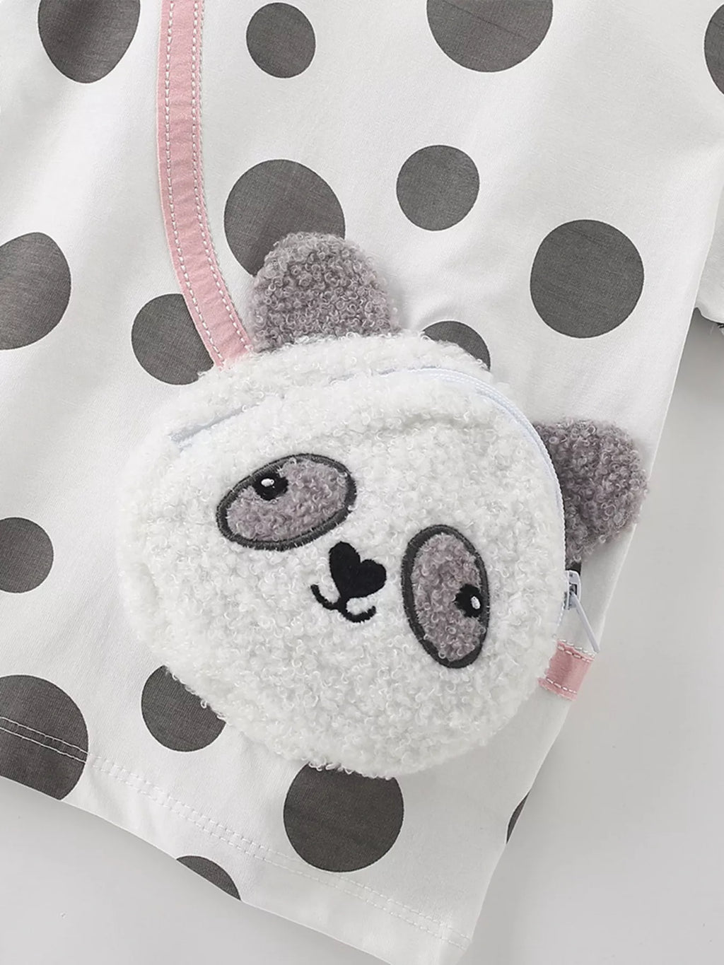 Children's Panda Bag Polka Dot T-Shirt & Shorts Set