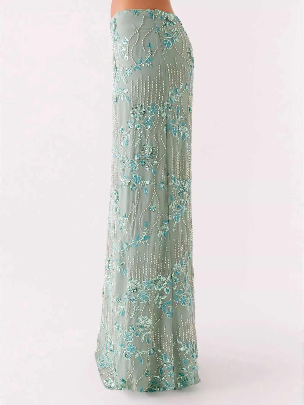 Sequin Embroidered Maxi Skirt