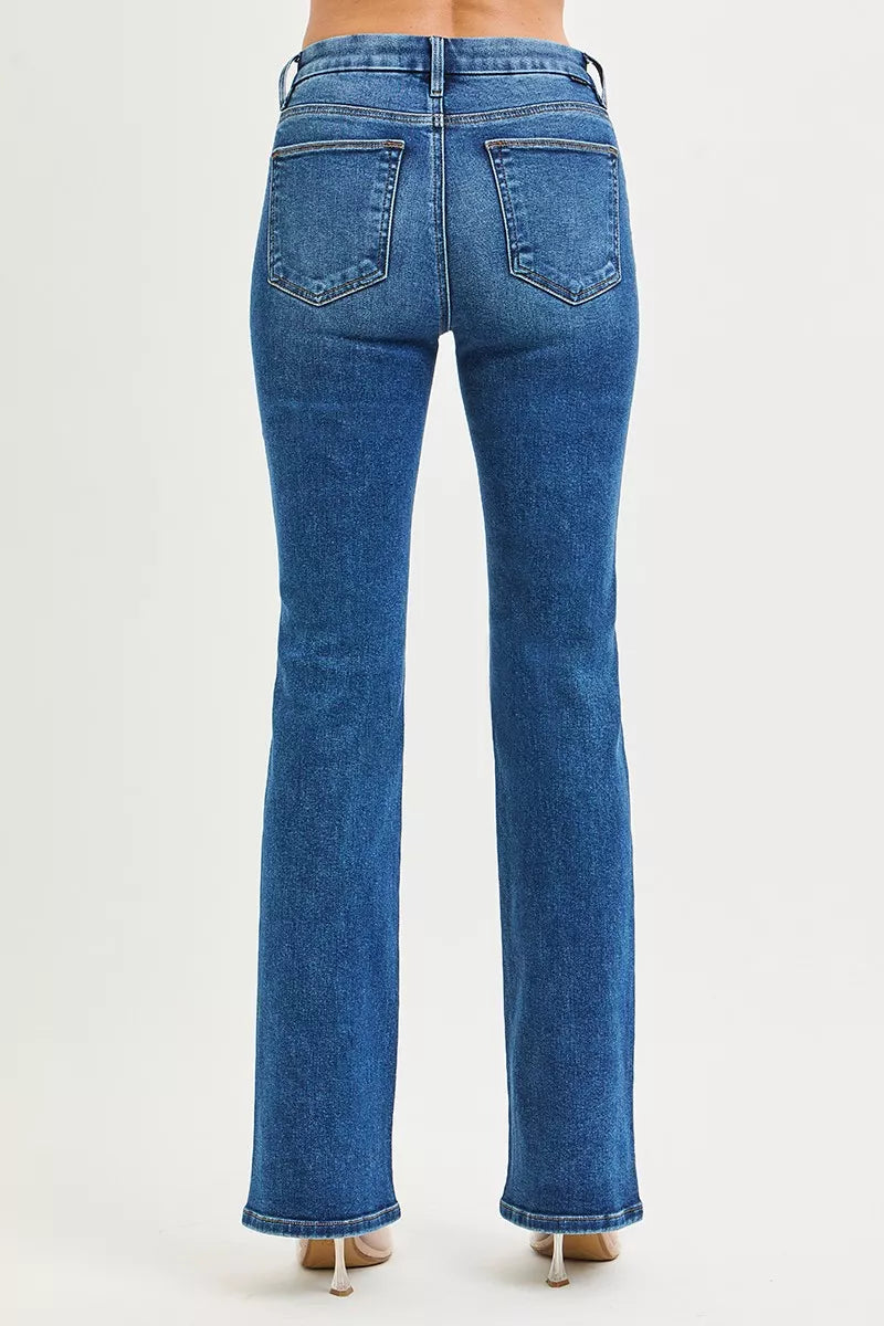 RISEN High Rise  Bootcut Jeans With Distressed Details