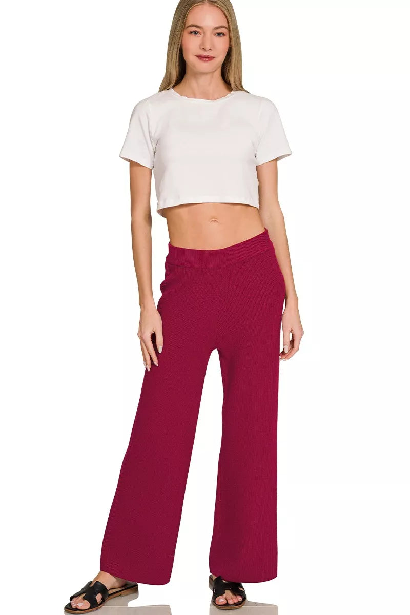 Zenana Viscose Round Neck Top & Pants Set