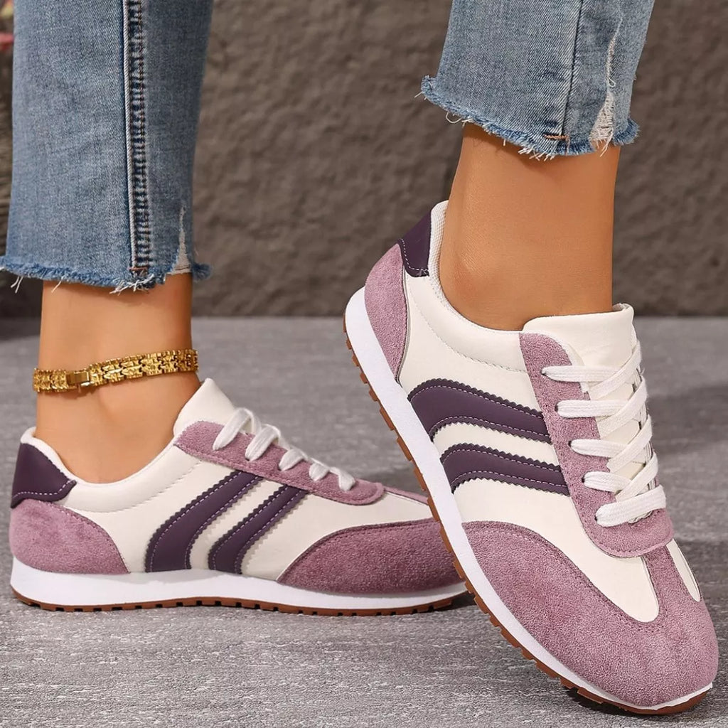 Striped Lace-Up Casual Sneakers