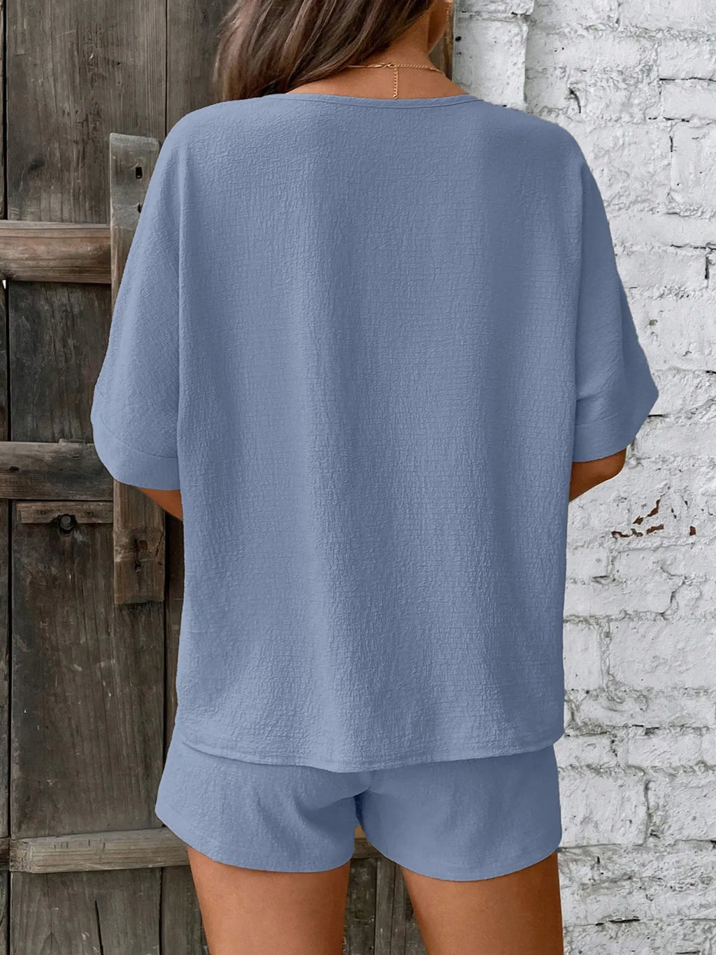 V-Neck Half Sleeve Top and Shorts Set