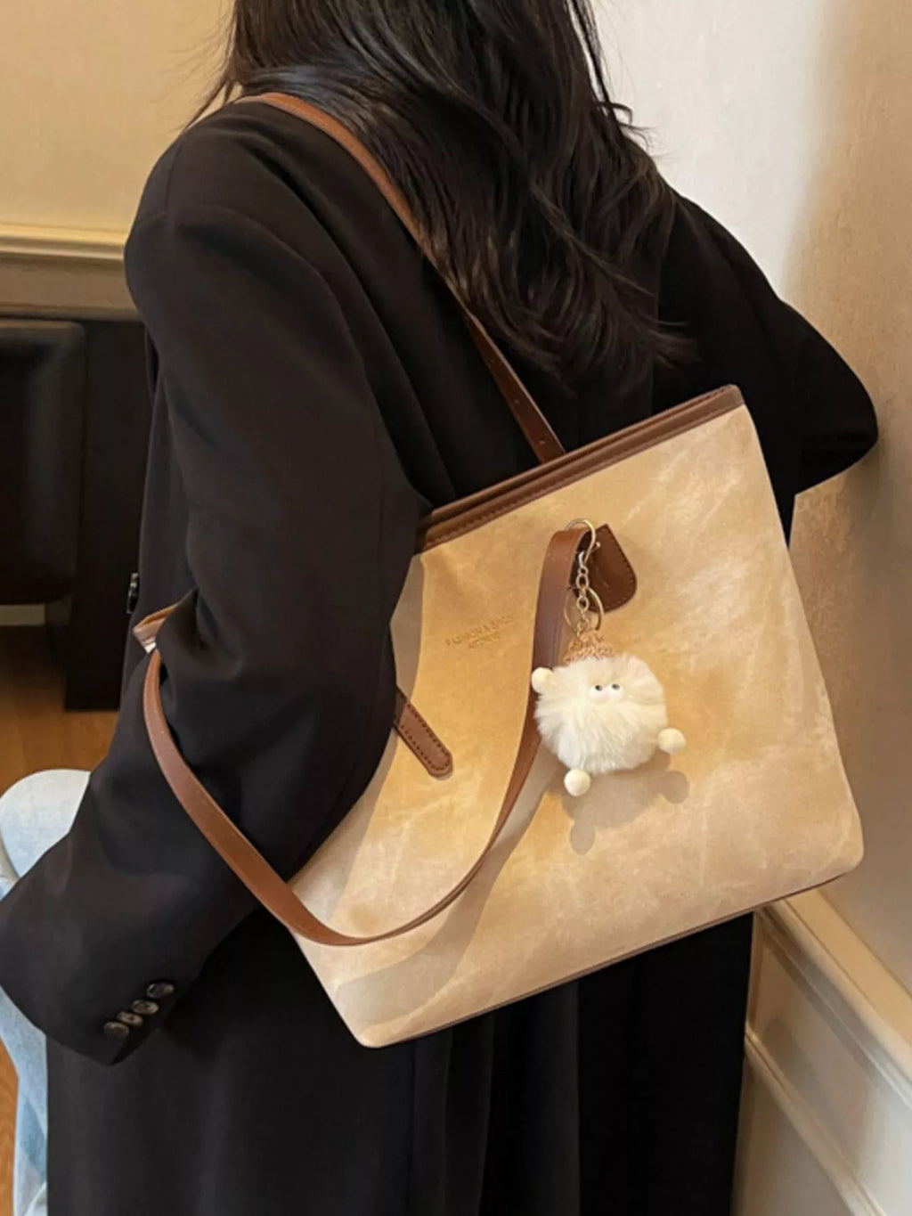 Shoulder Bag with Plush Charm