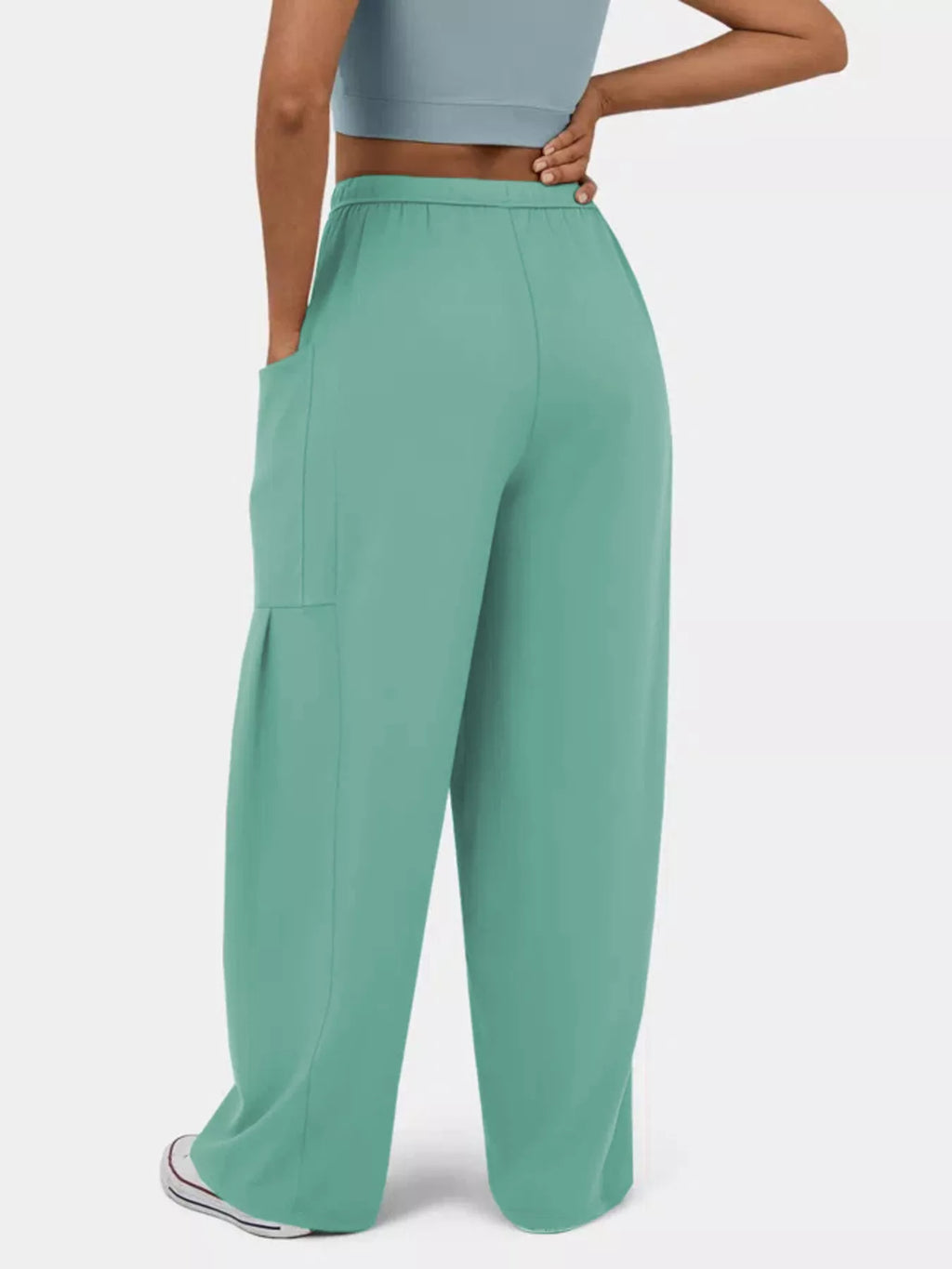 High-Waisted Drawstring Wide-Leg Pants