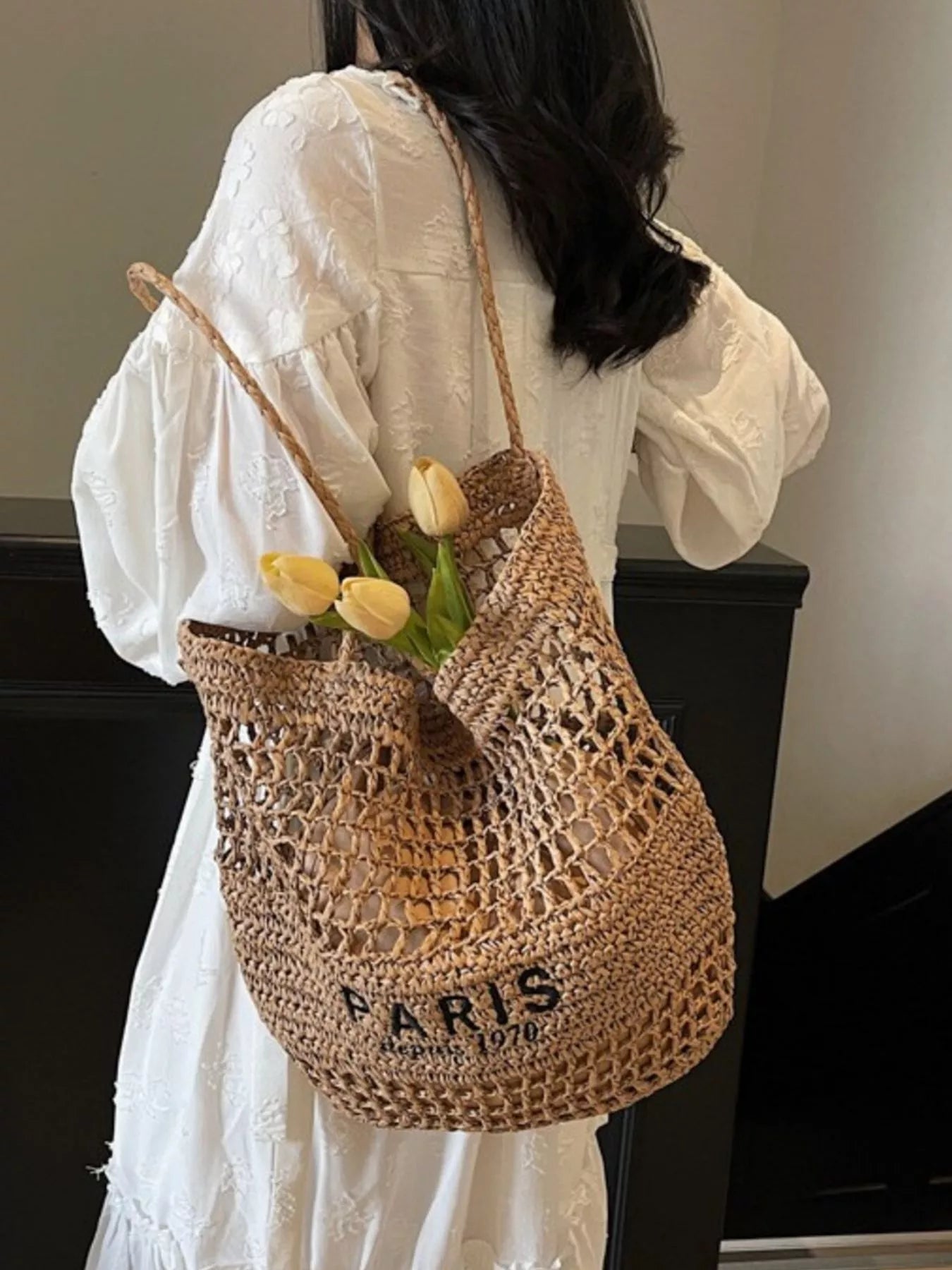Woven Straw Shoulder Bag
