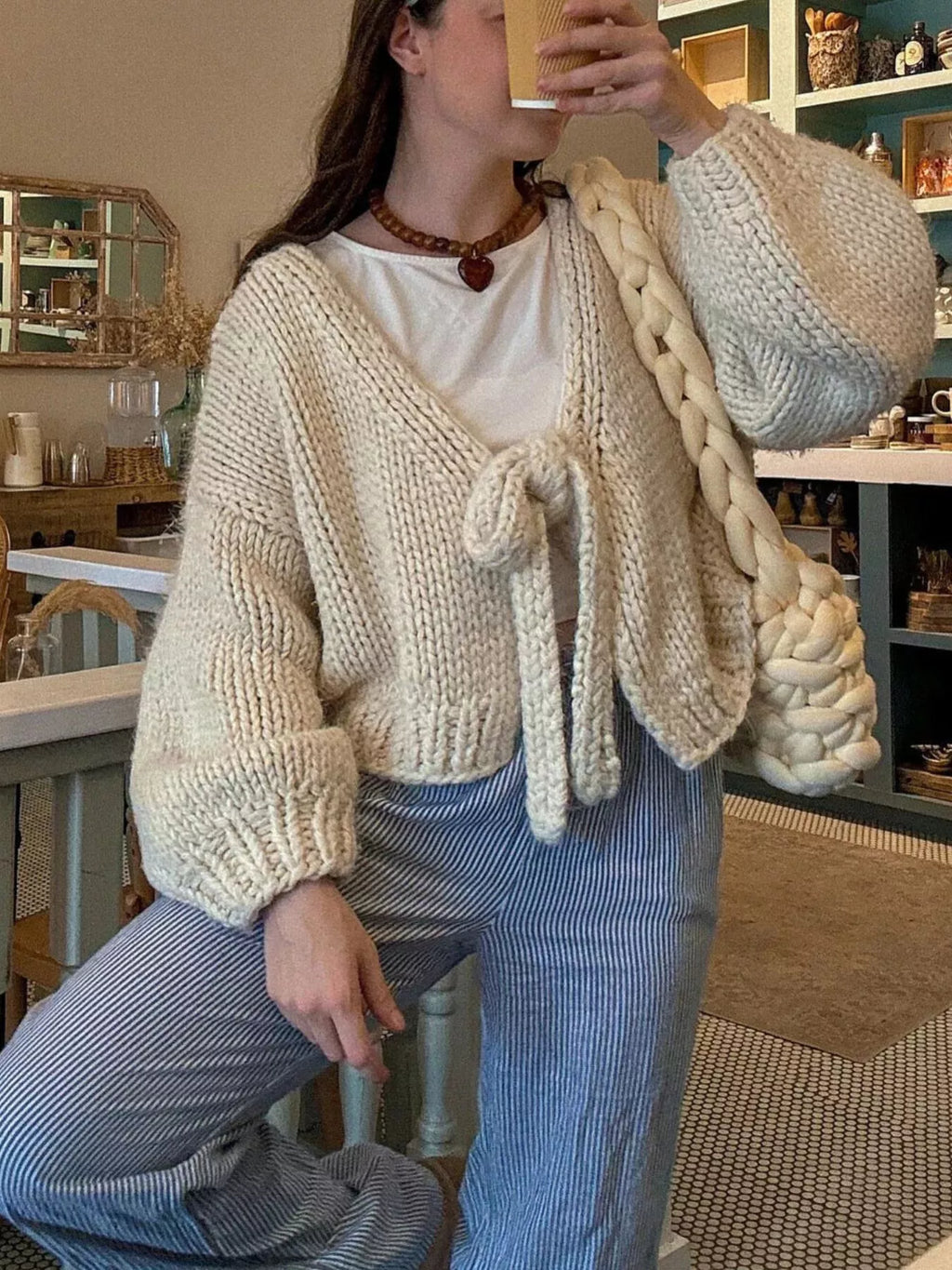 Chunky Knit Tie-Front Cardigan