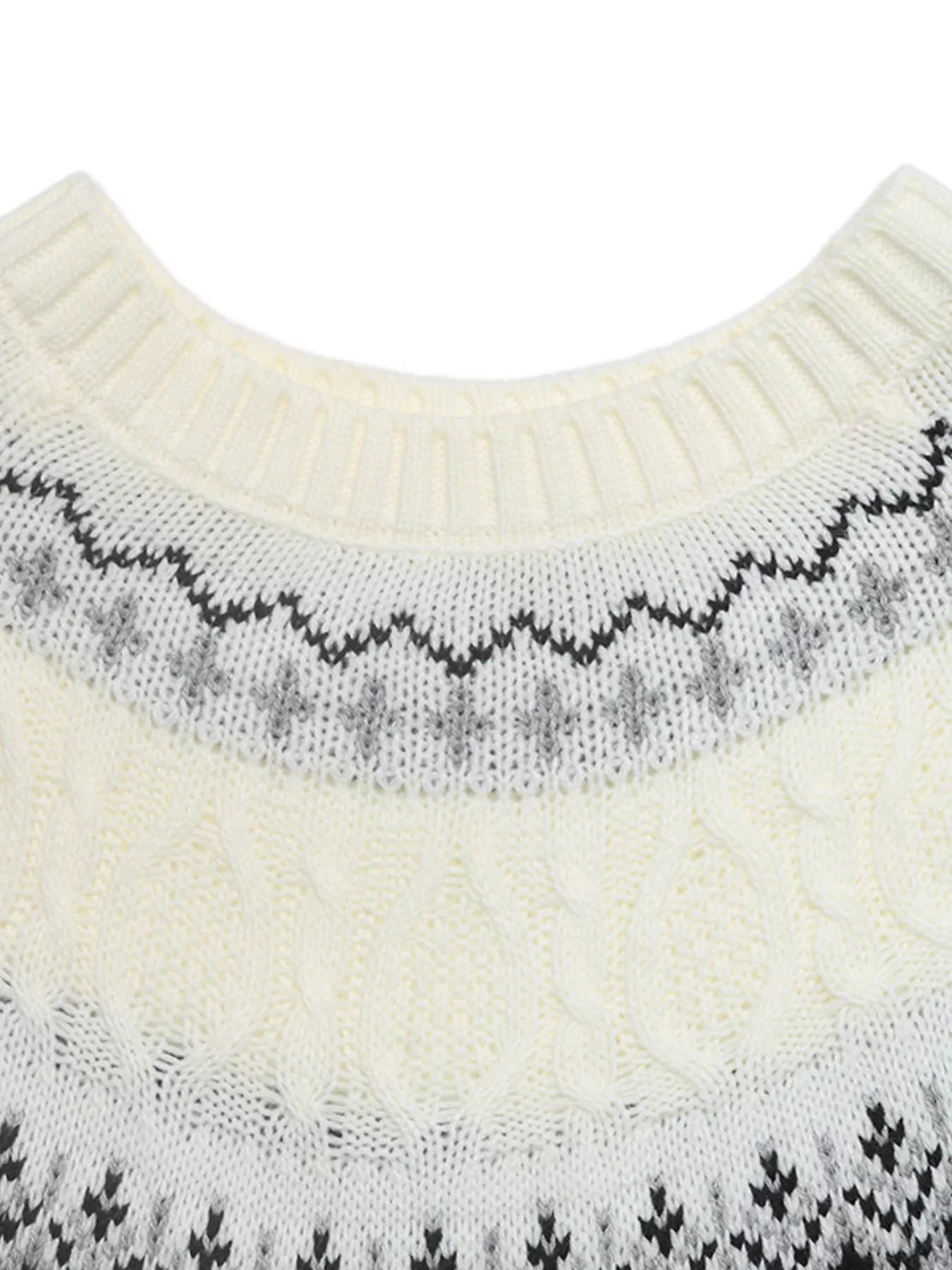 Fair Isle Pattern Crew Neck Sweater