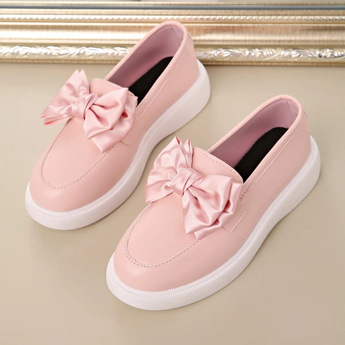 Bow Detail Platform Loafers