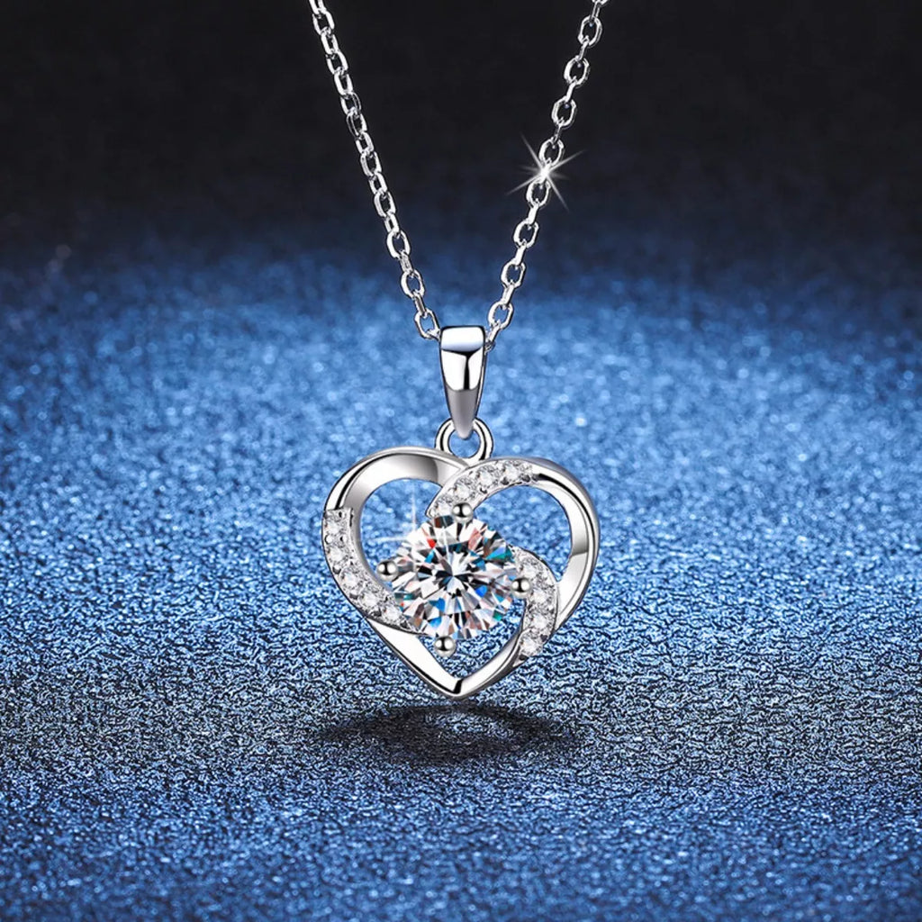 925 Sterling Silver Zircon Heart Necklace