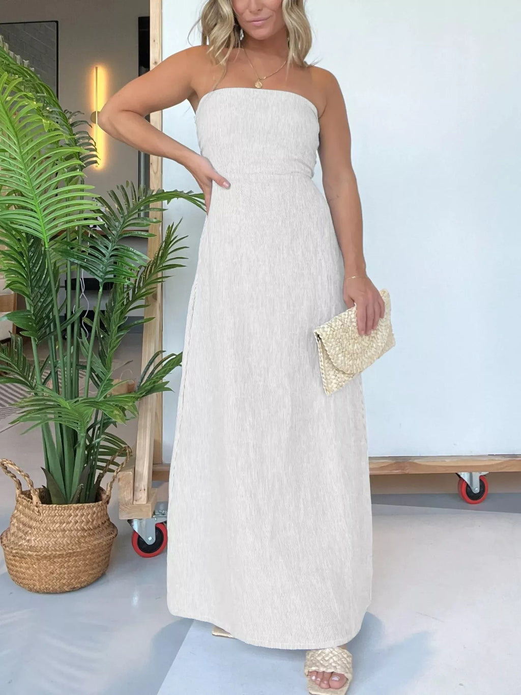 Full Size Strapless Casual Maxi Dress Plus Size