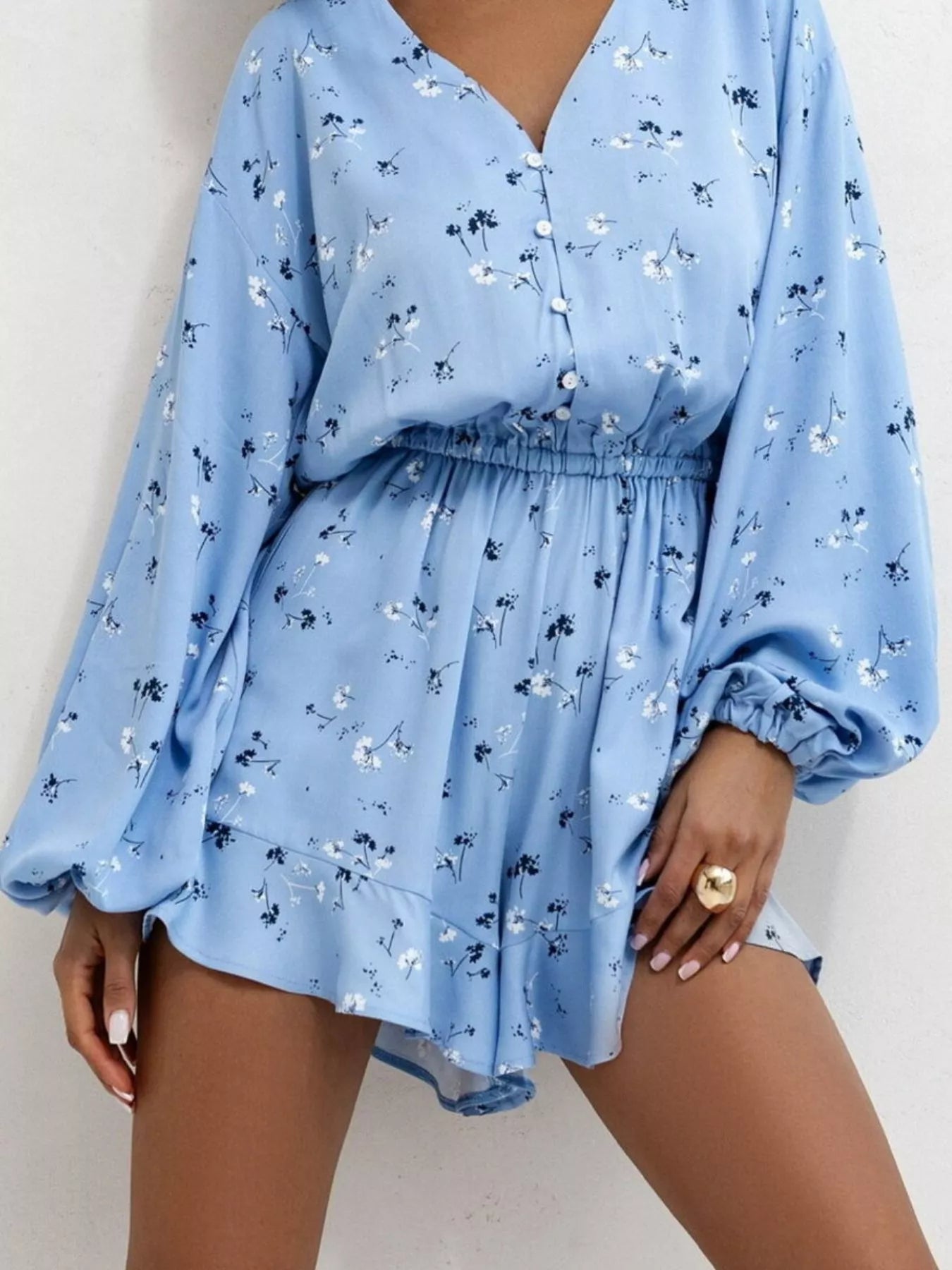 Floral Print V-Neck Romper
