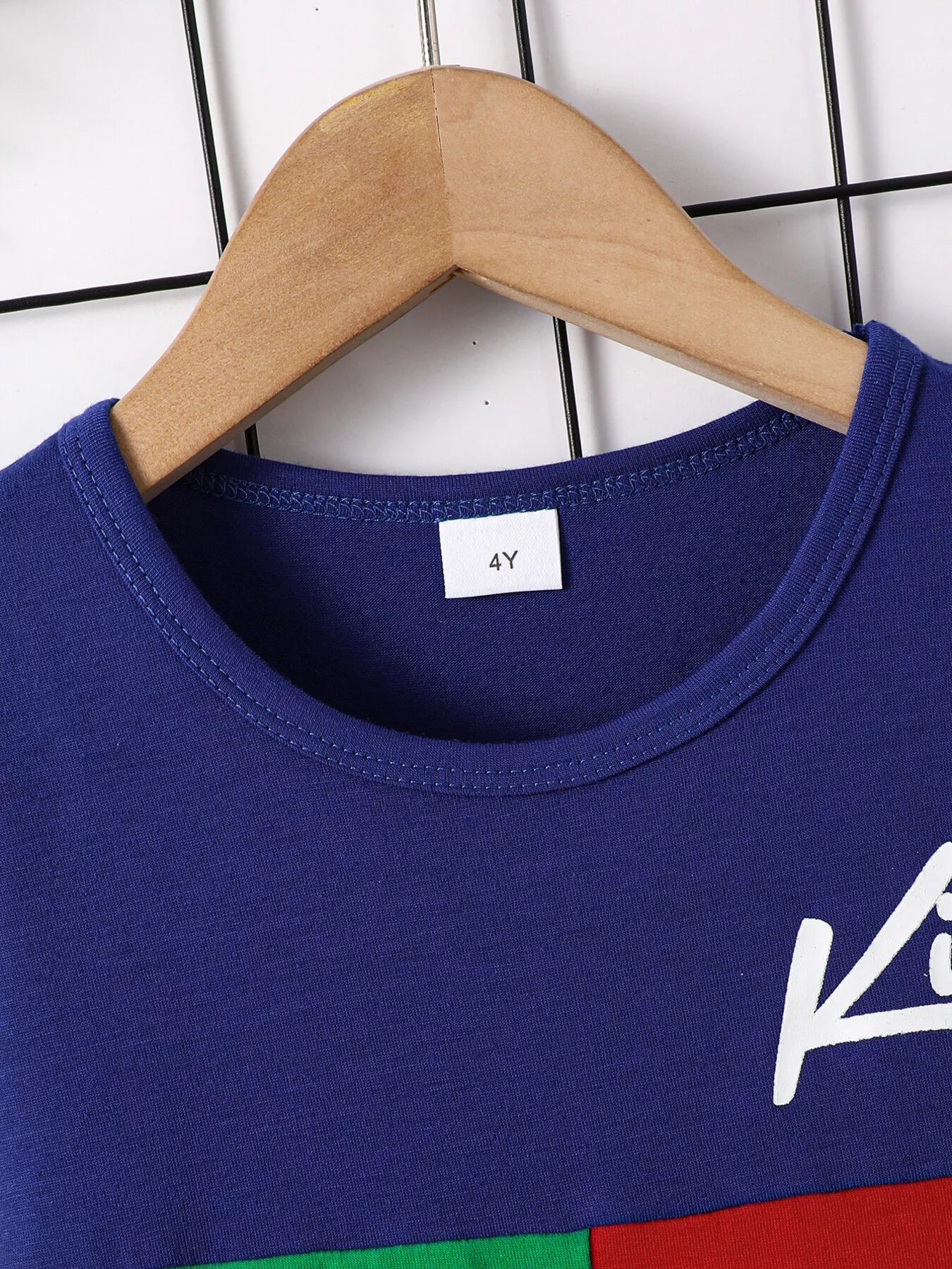 Children's Color Block Round Neck Tee and Shorts Set