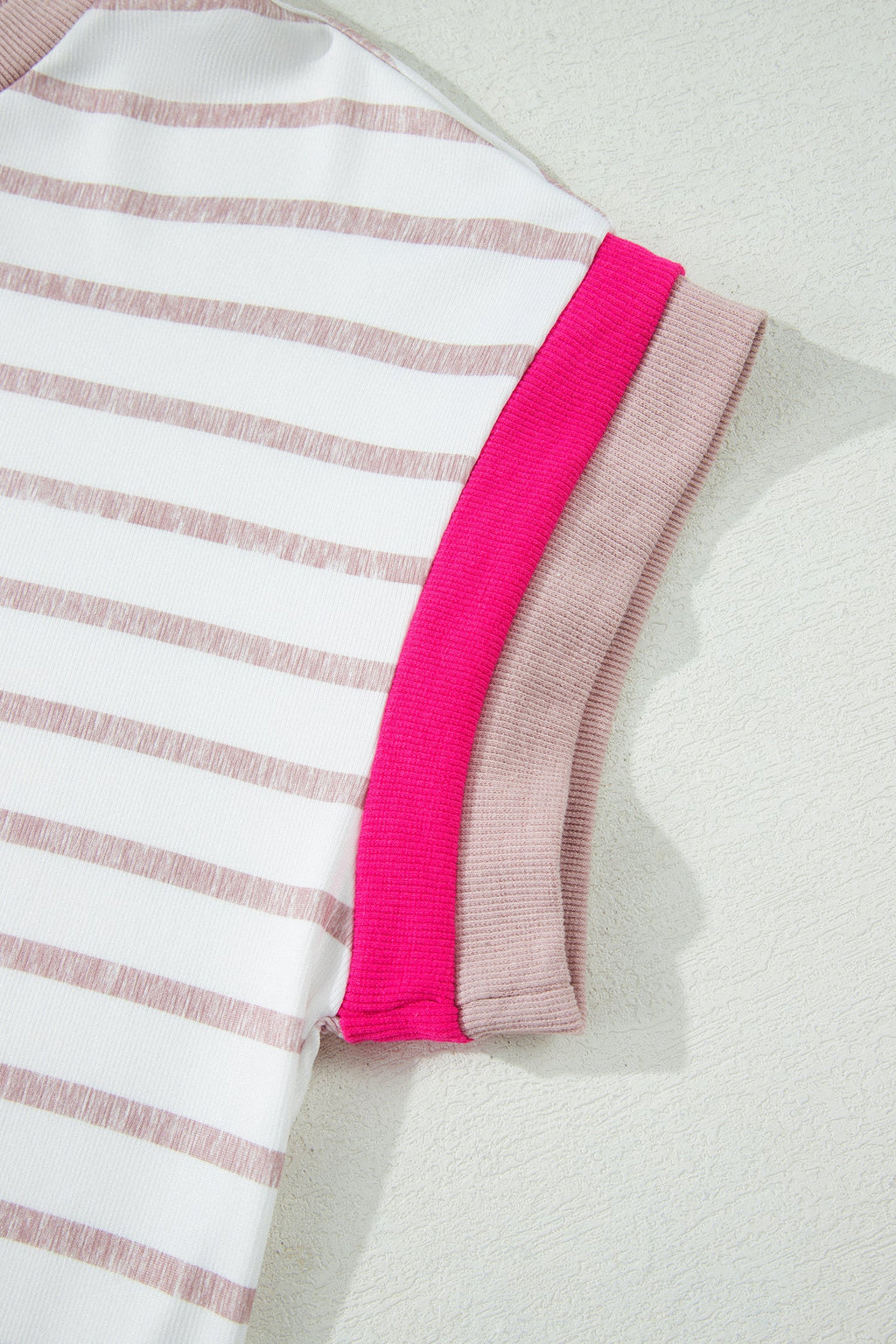 Stripe Colorblock Trim Short Sleeve Top