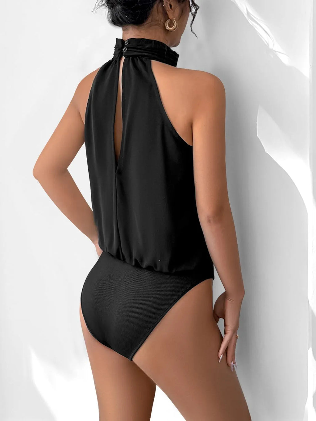 3D Flower Grecian Neck Bodysuit