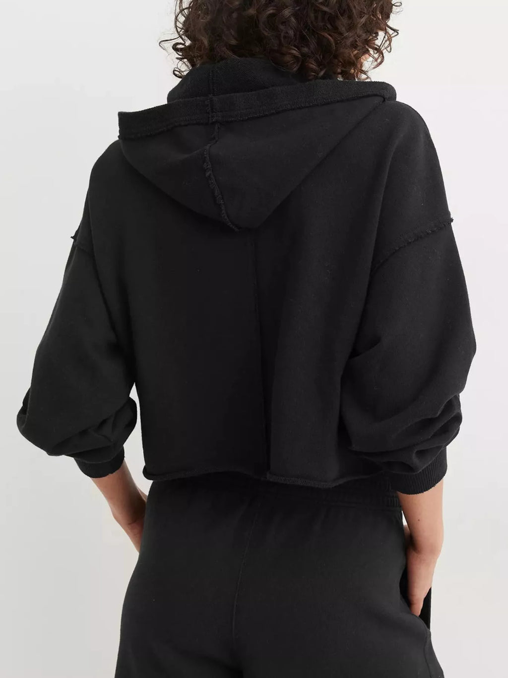Exposed Seam Dropped Shoulder Hoodie