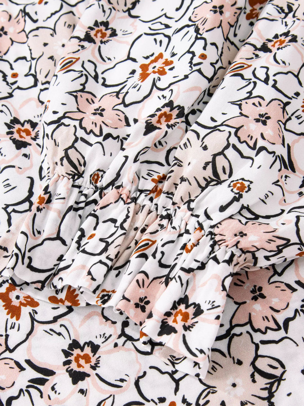 Floral Print Frilled Puff Sleeve Button Down Shirt