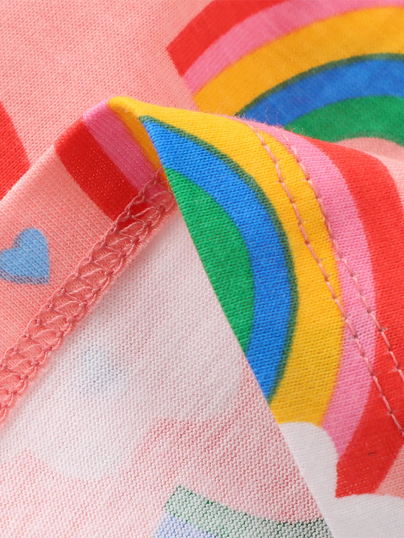 Children's Rainbow Print Short Sleeve Casual Dress