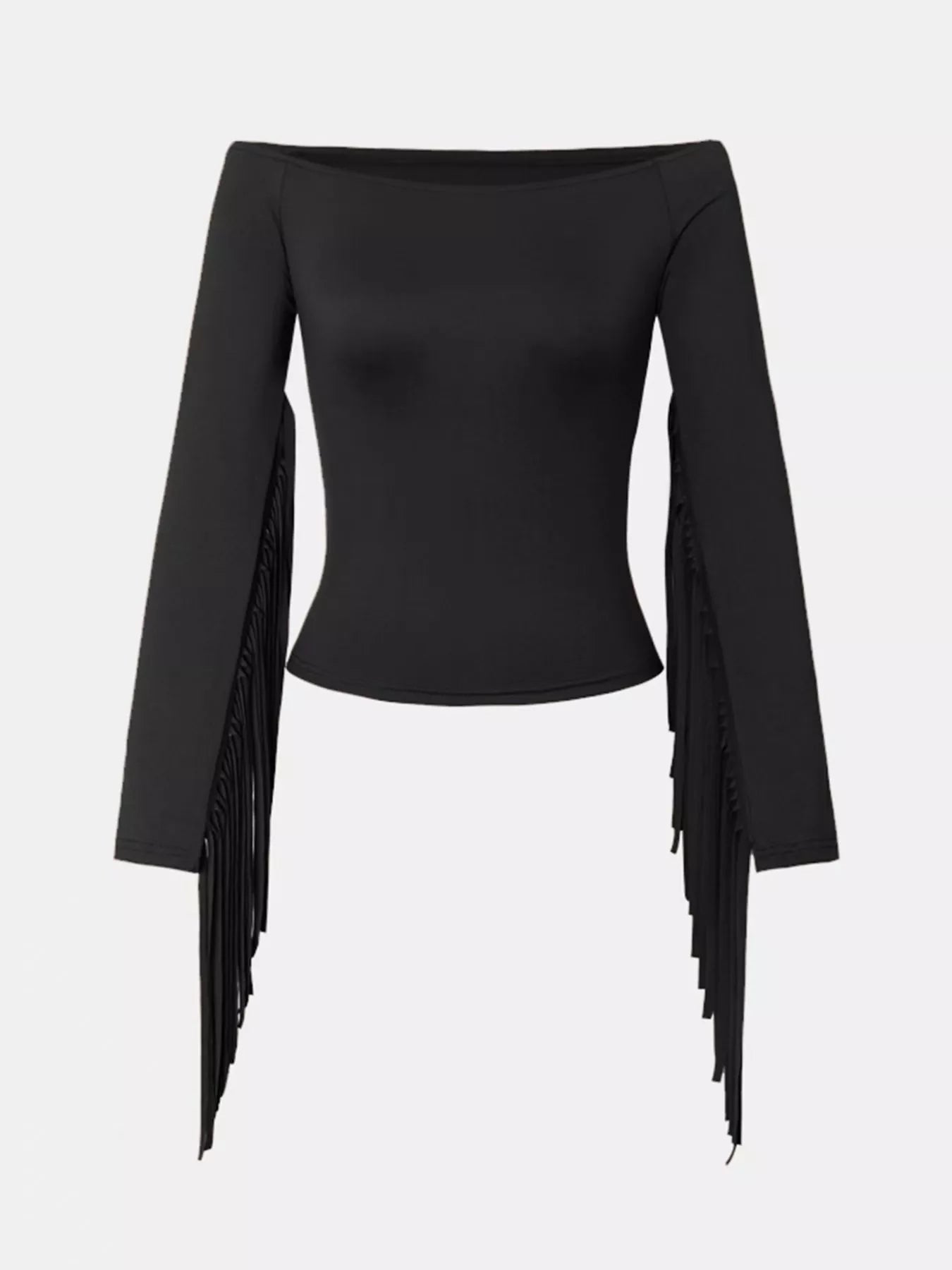 Off-Shoulder Fringe Sleeve T-Shirt