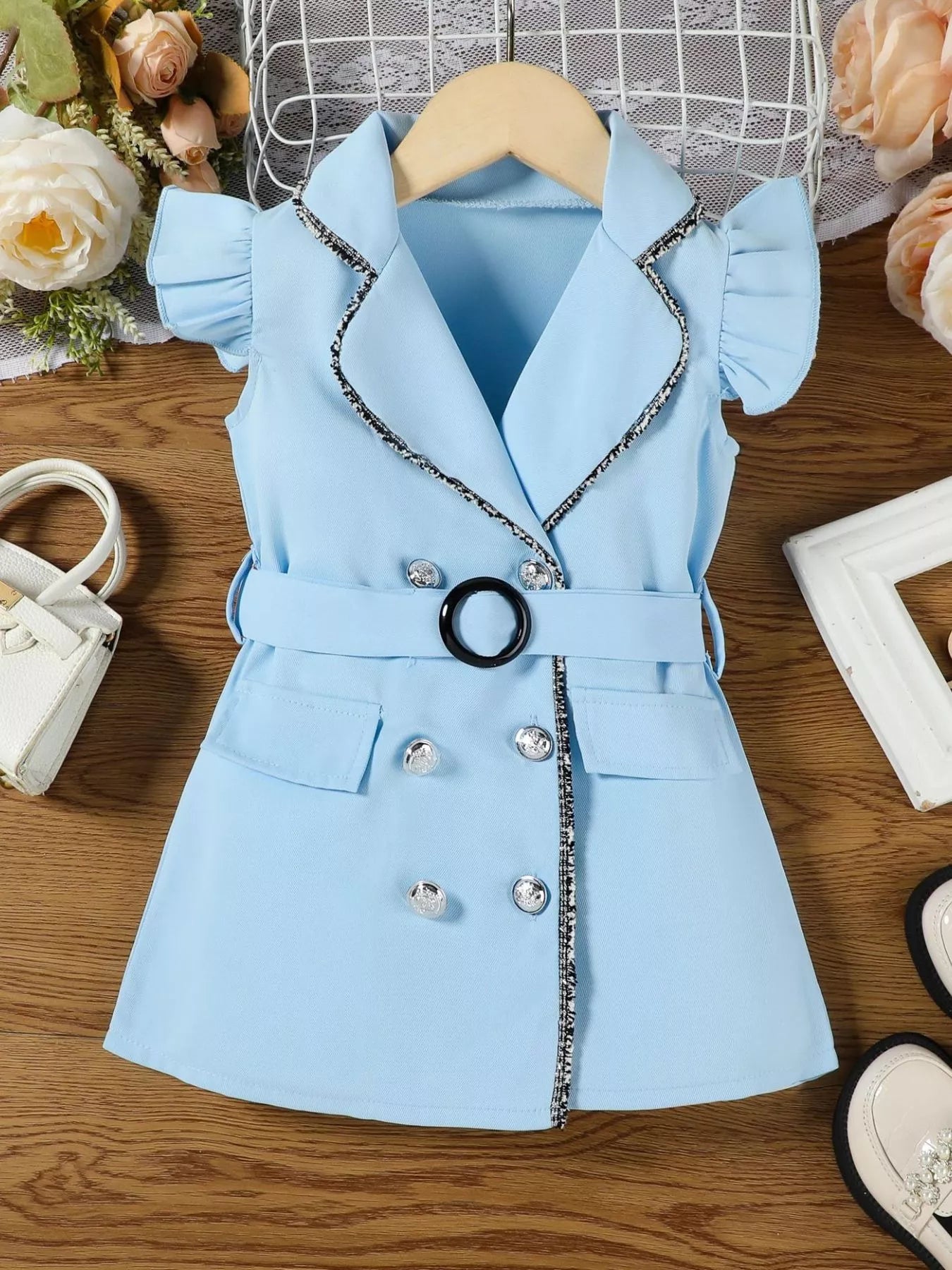 Children's Double Breasted Belt Dress