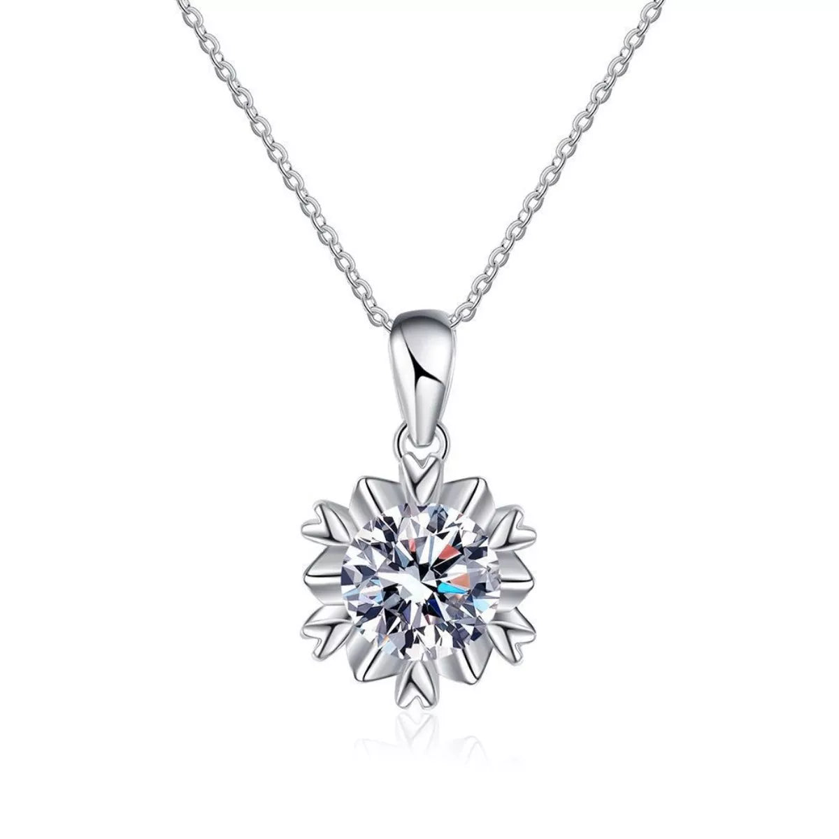 1 Carat Moissanite 925 Sterling Silver Flower Necklace