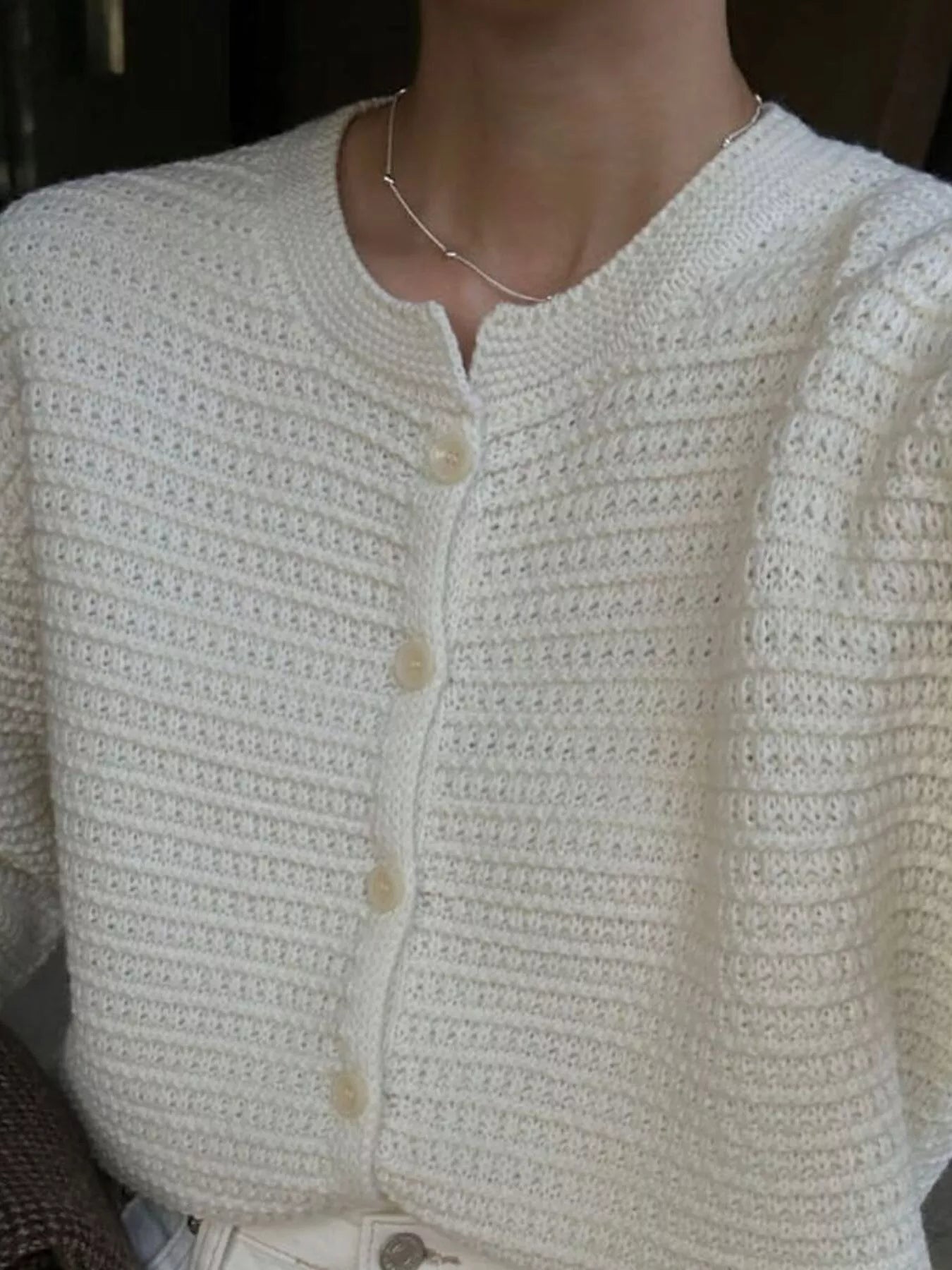 Textured Knit Button-Down Cardigan