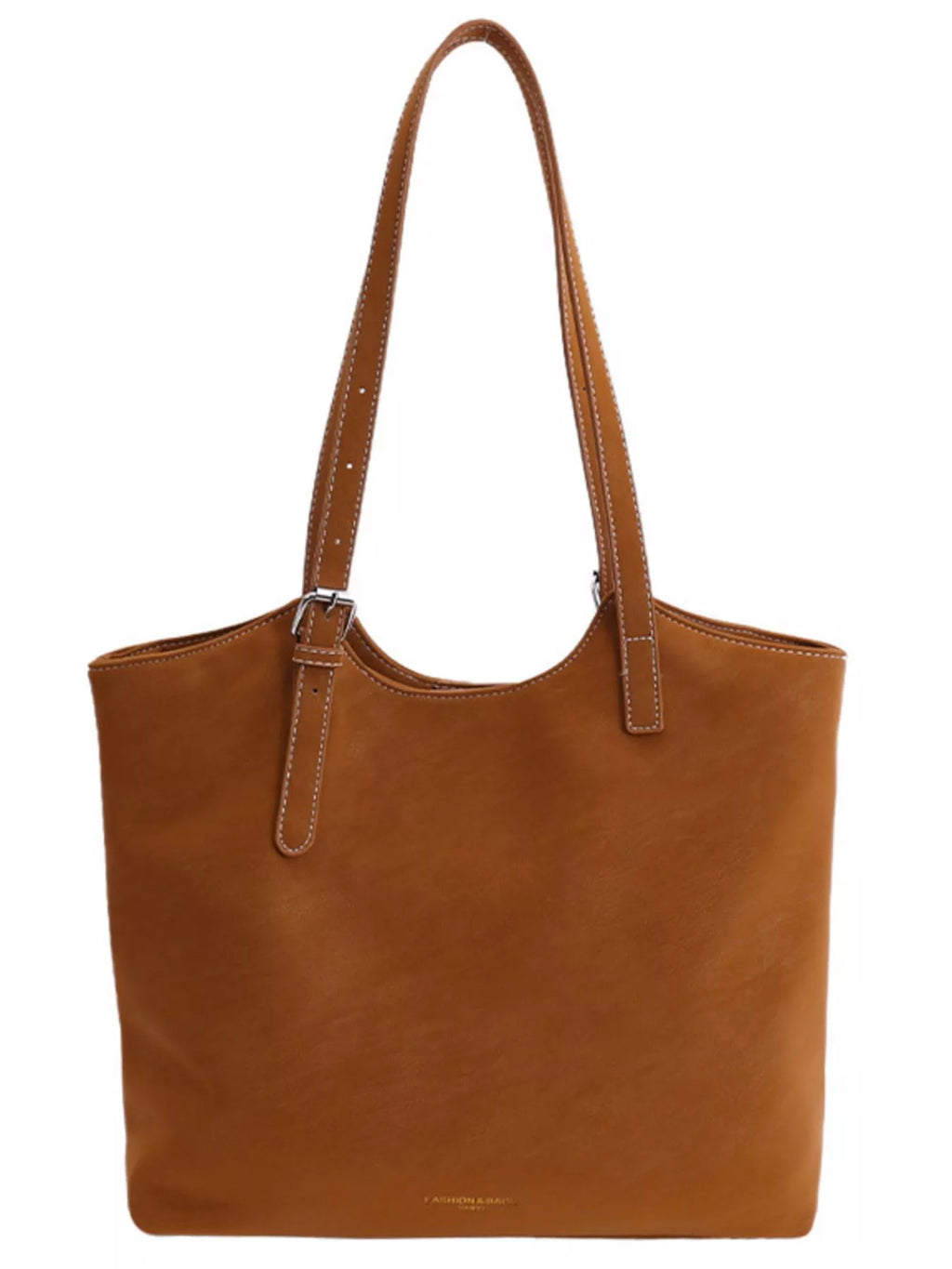 Solid Color Handbag with Plush Charm