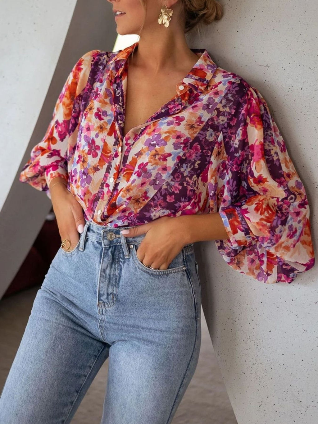 Floral Print Button Up Shirt