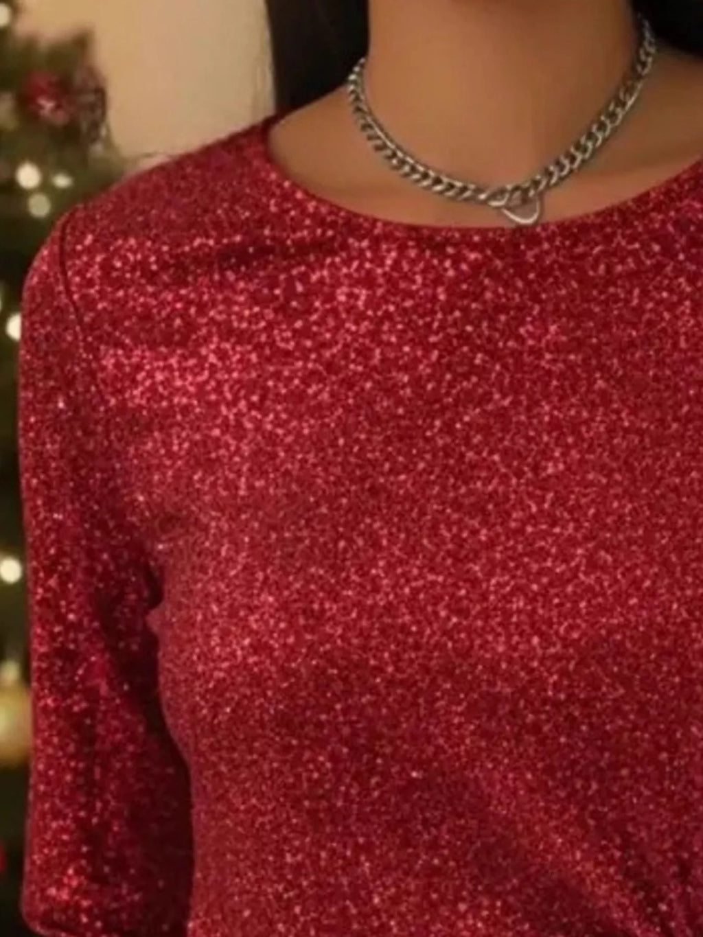 Full Size Sequin Bow-Knot Long Sleeve Top Plus Size