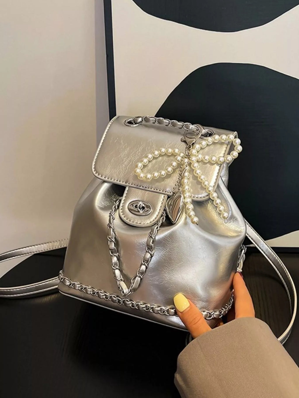 Pearl Decor Backpack Bag