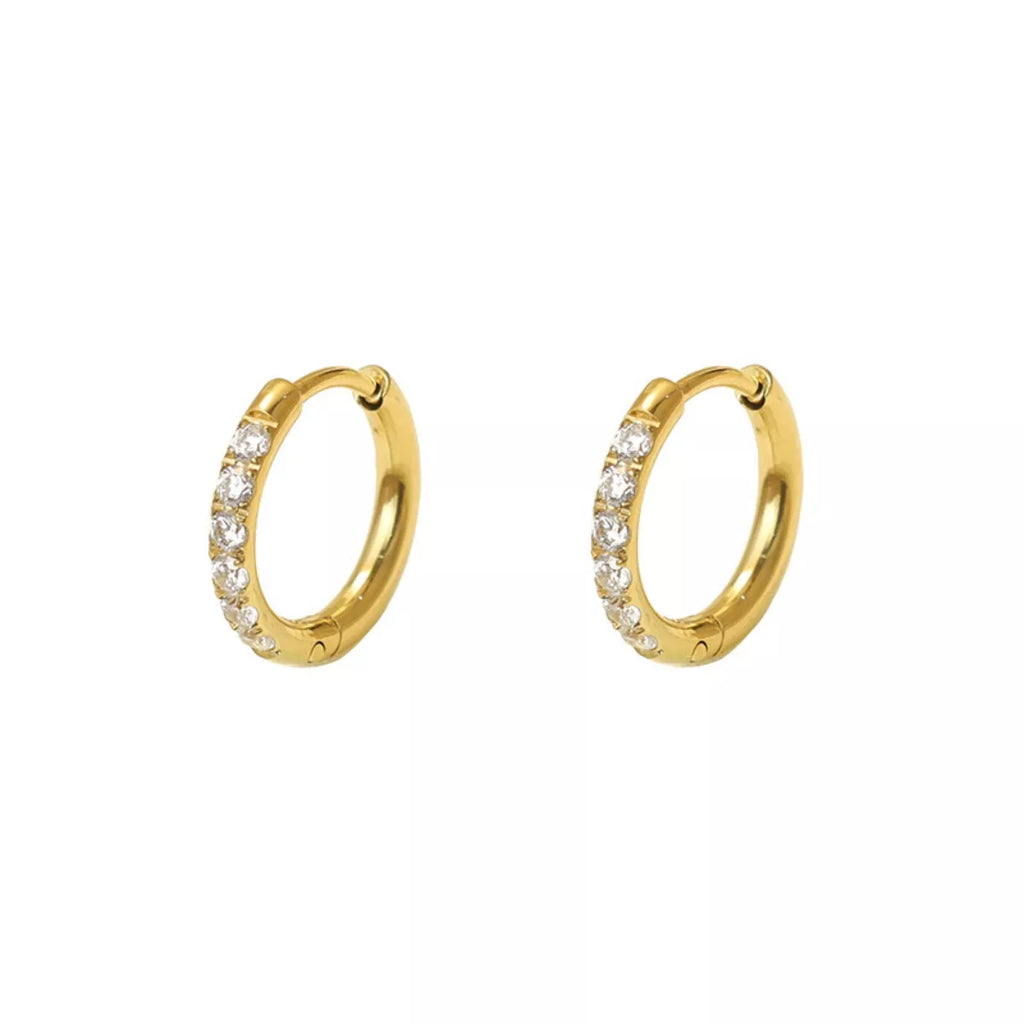 18K Gold-Plated Zircon Hoop Earrings