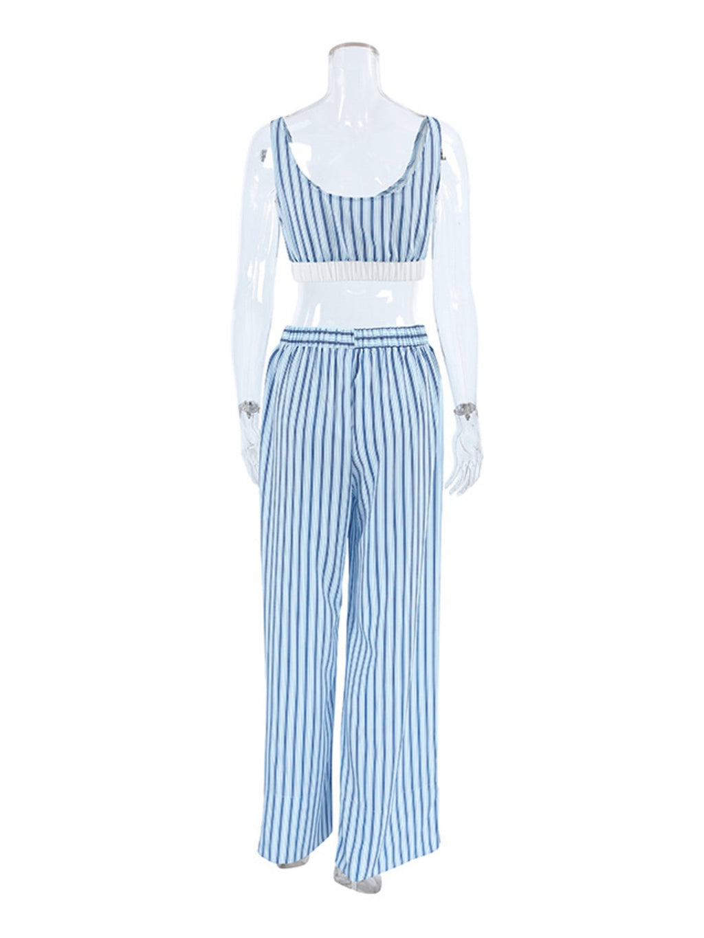 Striped Cami & Shirt and Pants Lounge Set
