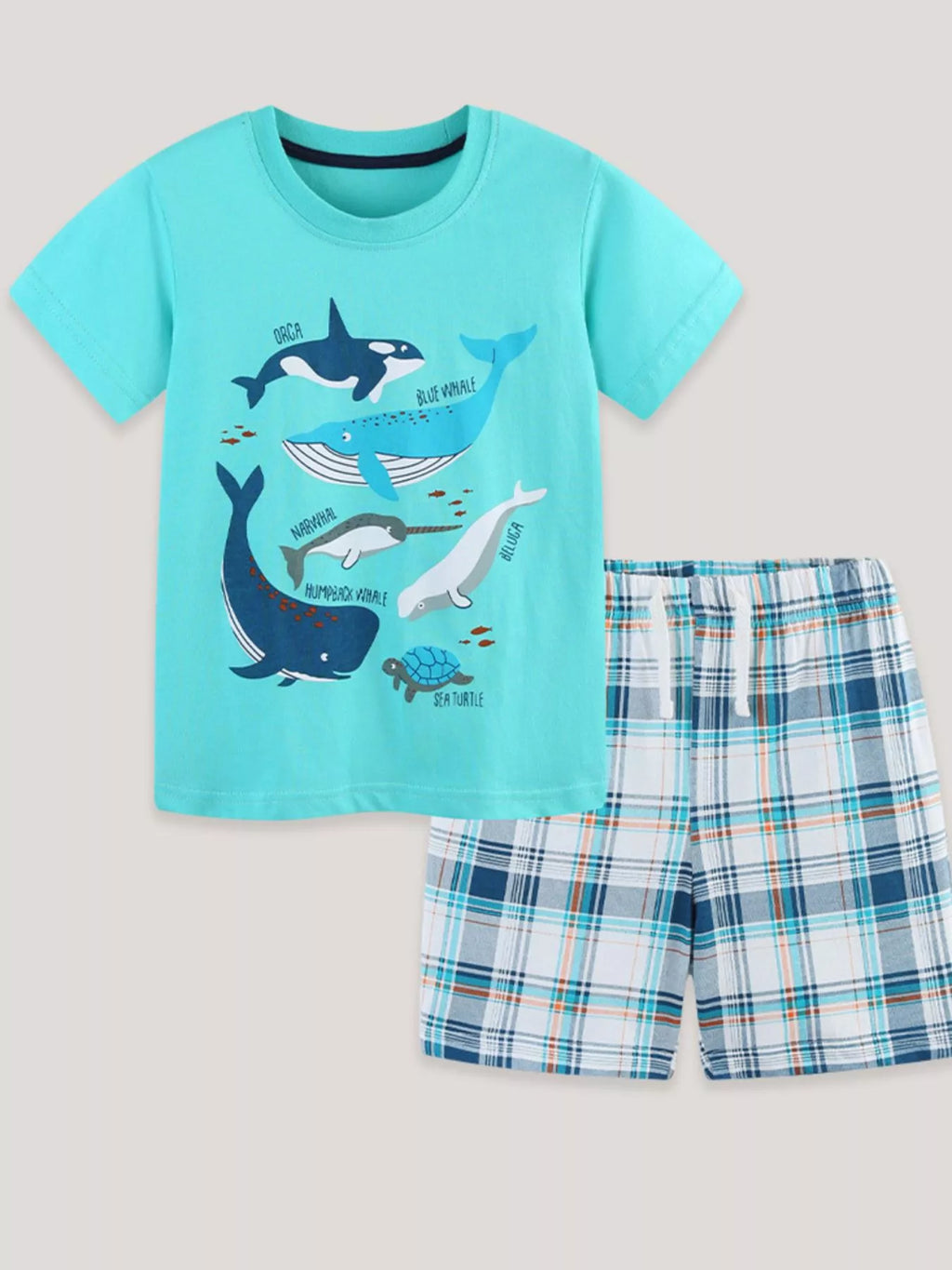 Children's Ocean Friends Tee and Plaid Shorts Set