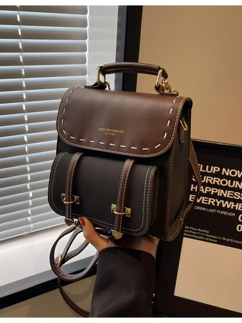Vintage Style Leather Backpack Bag