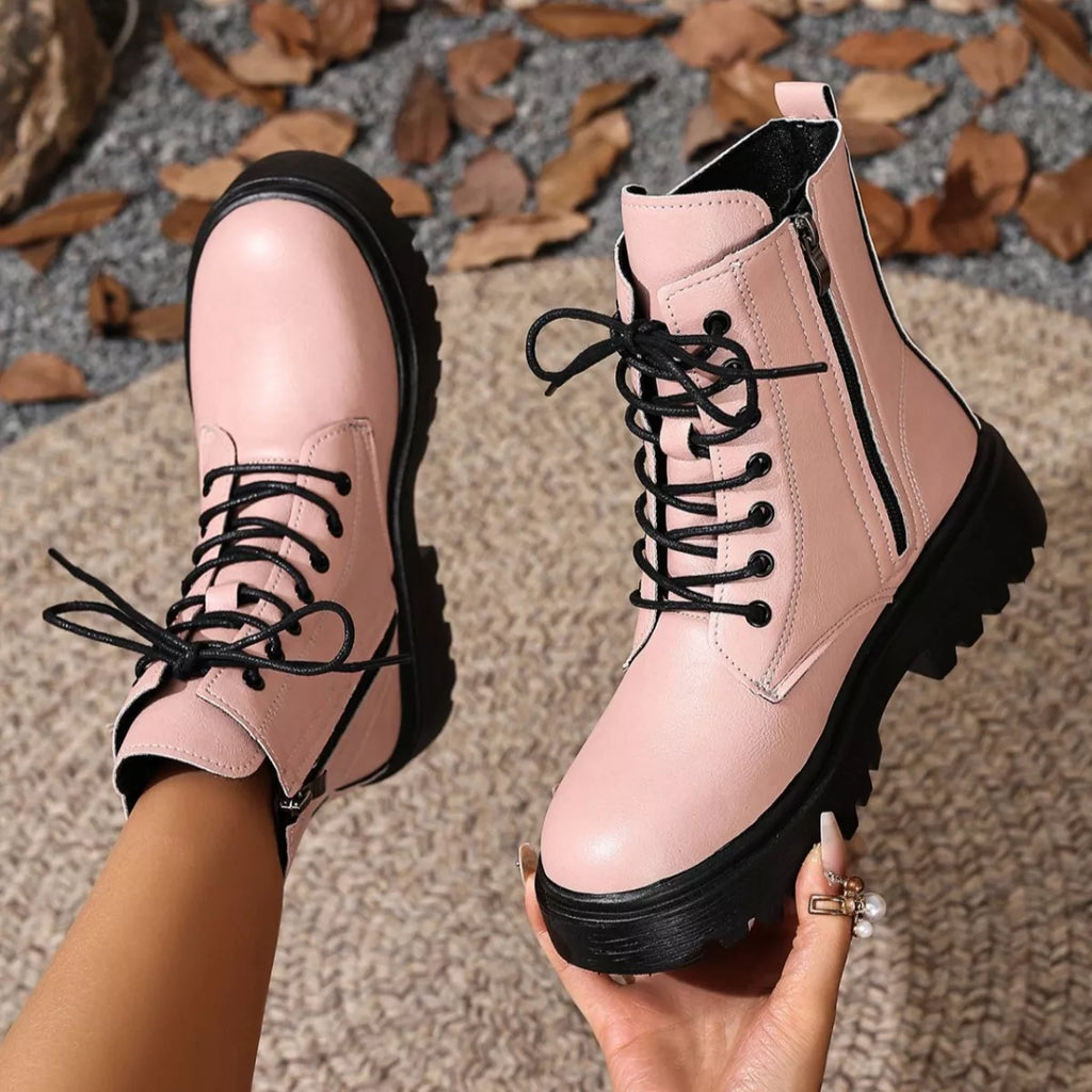 Lace-Up Ankle Combat Boots