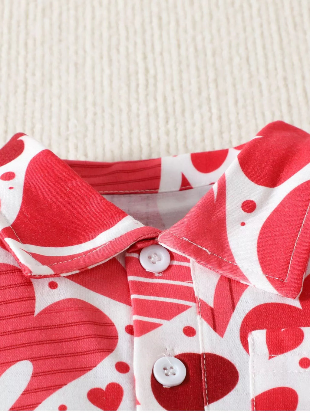 Children's Heart Print Short Sleeve Polo