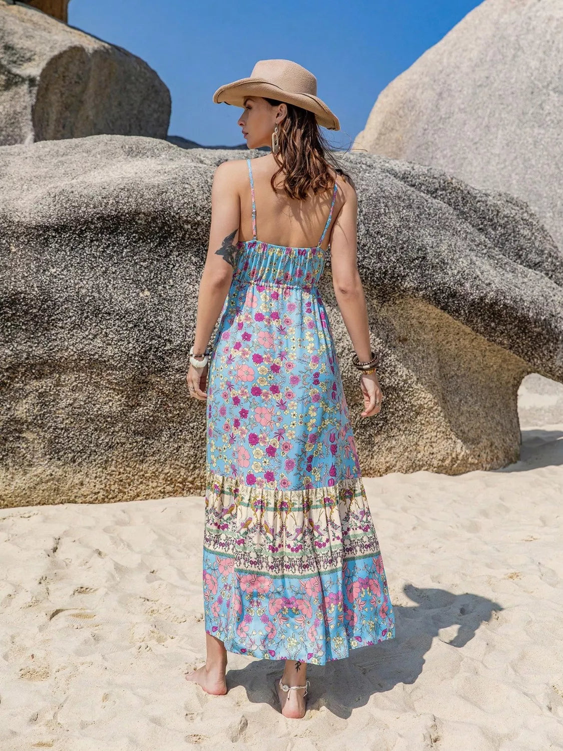 Tassel Floral Print Cami Dress