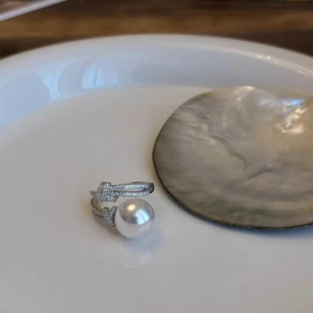 Pearl Zircon Bypass Ring