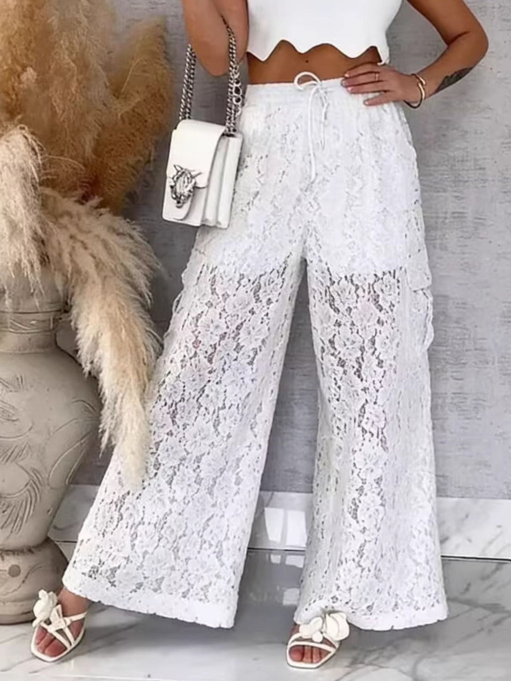Lace Wide-Leg Pants