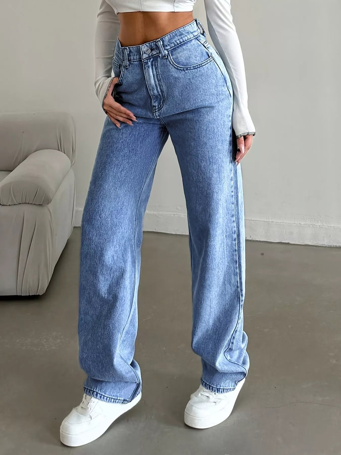 High-Waisted Wide Leg Jeans