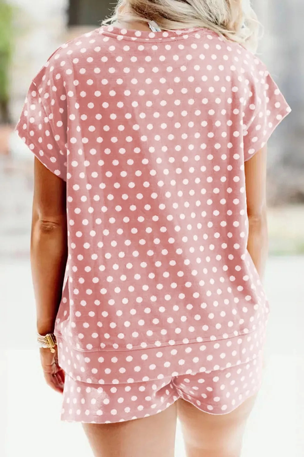 Polka Dot Print Tee and Shorts Set