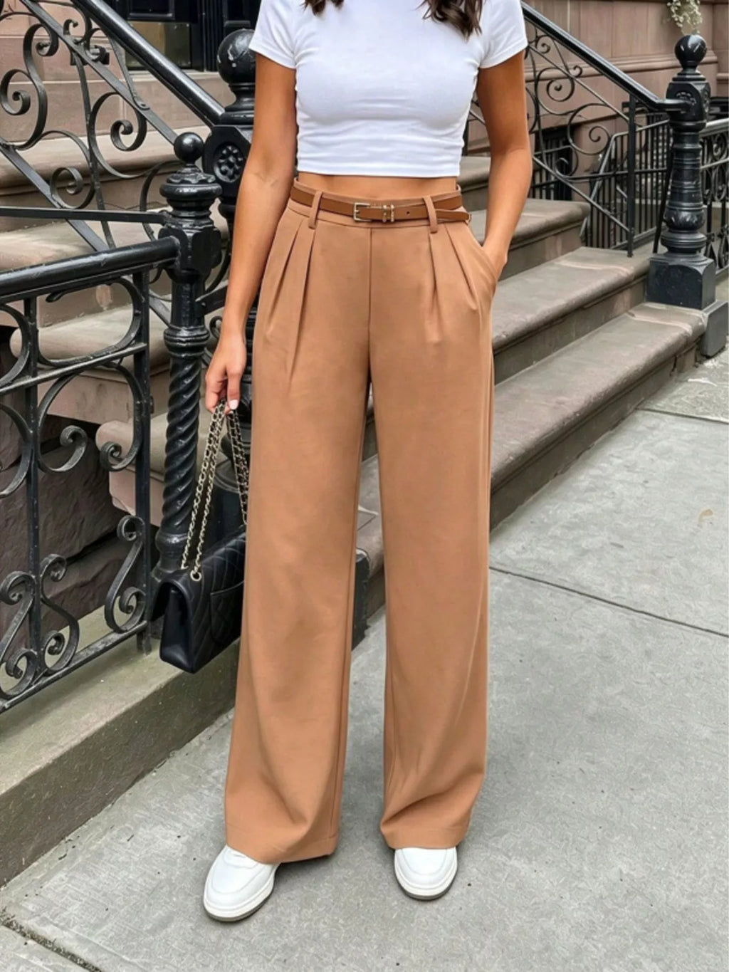 Pleated Wide Leg Pants